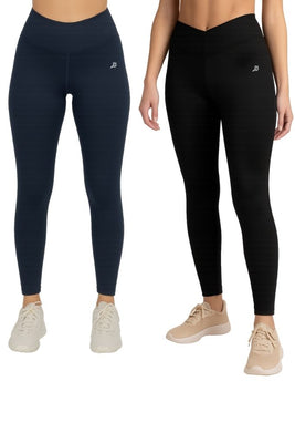 Pack of 2 Premium Slim Fit Tights + Free T-Shirt (Navy Blue & Black) E5