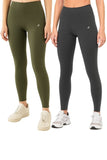 Pack of 2 Premium Slim Fit Tights + Free T-Shirt(Olive Green & Charcol Grey)