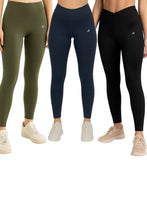 Load image into Gallery viewer, Pack of 3 Premium Slim Fit Tights + Free T-Shirt (Navy Blue, Black, Olive Green)