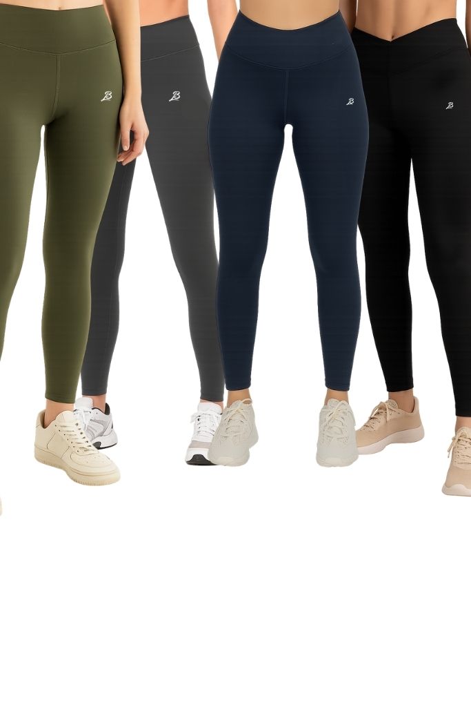 Pack of 4 Premium Slim Fit Tights + Free T-Shirt (Navy Blue, Black, Olive Green, Charcol)