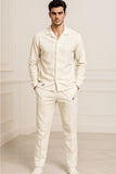 Waffle Off White F-Sleeve Safari Suit for Men – Premium Comfort Series