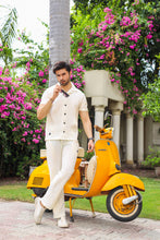 Load image into Gallery viewer, Waffle Off White Half-Sleeve Safari Suit for Men