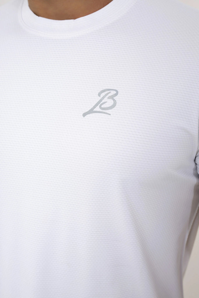 LB-White Stretchable Ball Mesh T-Shirt LookBuy247