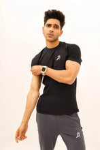 Load image into Gallery viewer, LB. Black Textured Stretchable T-Shirt LookBuy247