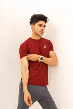 Load image into Gallery viewer, LB-Maroon Stretchable Textured Fabric T-Shirt LookBuy247