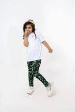 Load image into Gallery viewer, LB-Black &amp; Green Leaf Toddler Leggings LookBuy247