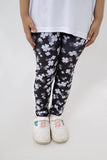 LB-Black & White Floral Leggings For kids