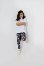 Load image into Gallery viewer, LB-Black Leggings with White Floral Design LookBuy247