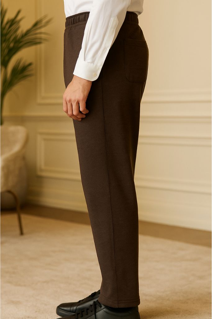 Relaxed Fit Platted Trouser - Chocolate Brown