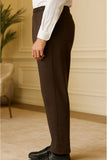 Relaxed Fit Platted Trouser - Chocolate Brown