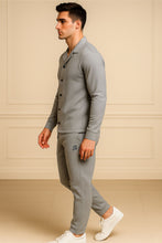 Load image into Gallery viewer, Silver Grey Waffle F-Sleeve Safari Suit for Men – Premium Comfort Series
