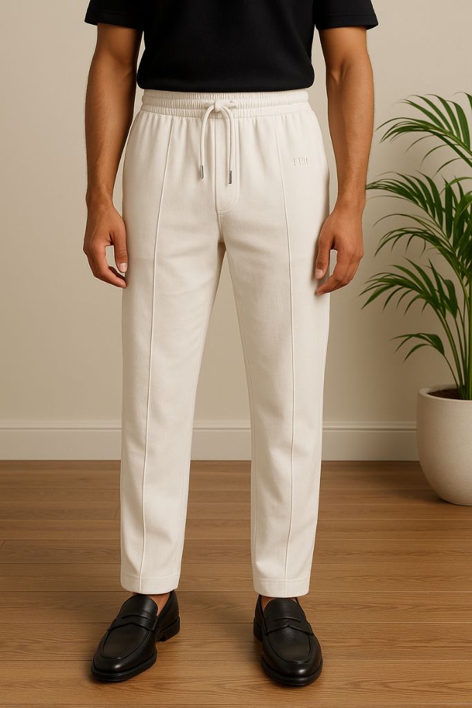 Relaxed Fit Platted Trouser - Off White