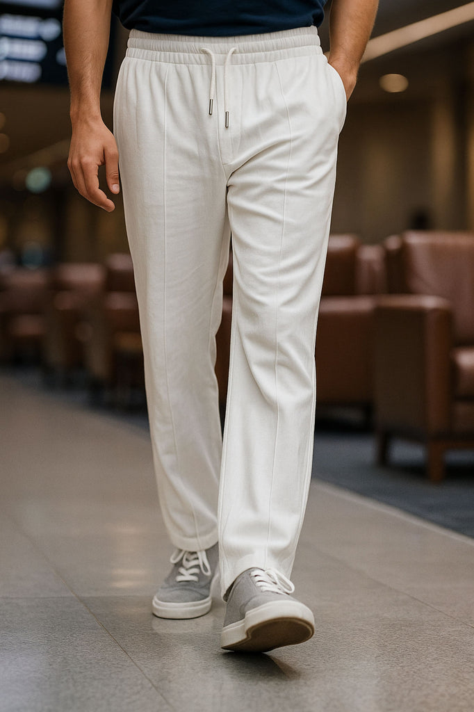 Relaxed Fit Platted Trouser - Off White