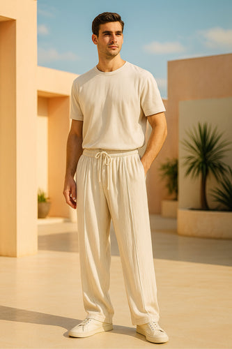 Men’s Relaxed Fit Trouser – Off White D2