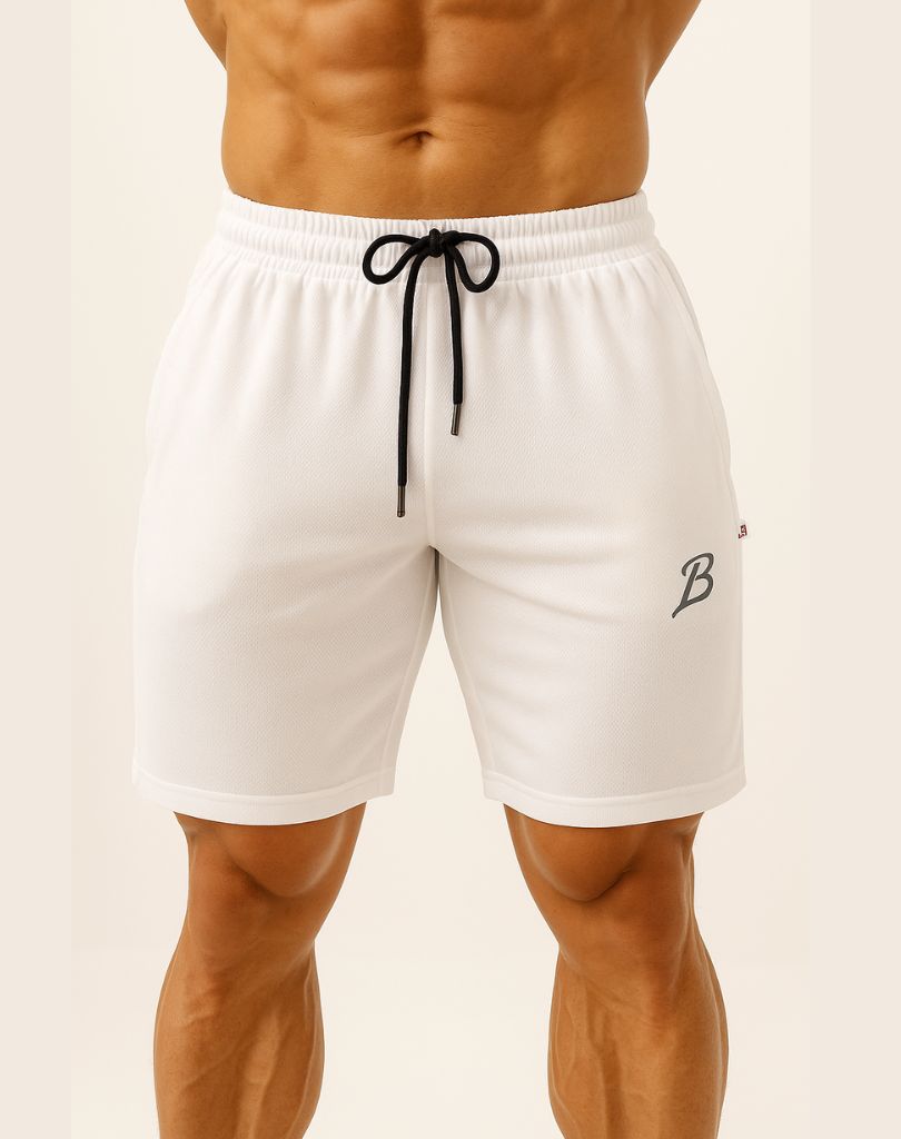 White Mesh Training Shorts