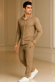 Coffee Brown Waffle F-Sleeve Safari Suit for Men – Premium Comfort Series